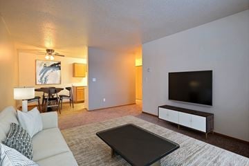Fargo apartment for rent - the living room of an apartment with a couch and a tv