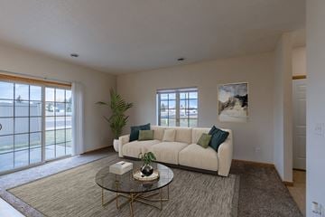 Moorhead townhouse for rent - a living room with a couch and a coffee table