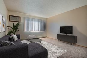 Fargo apartment for rent - a living room with a couch and a tv. Fargo, ND Sterling Park Apartments
