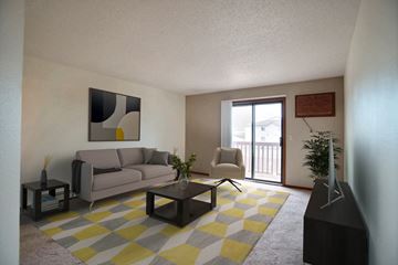 Fargo apartment for rent - Fargo, ND Westwood Estates Apartments. a living room with a yellow and gray rug