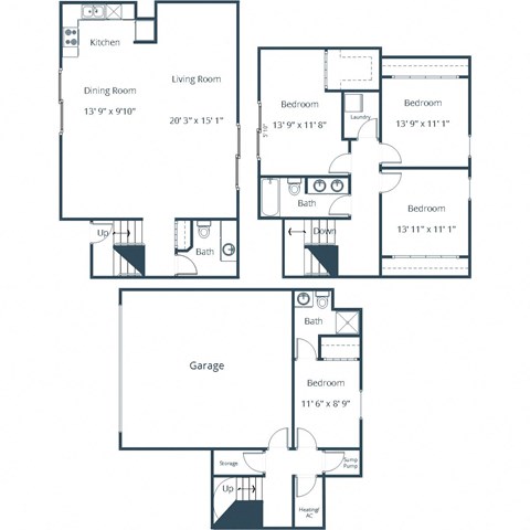 Floor plan for 4 beds, 2.5 baths