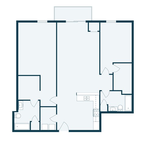Floor plan for 2 beds, 2 baths, 1174 sqft
