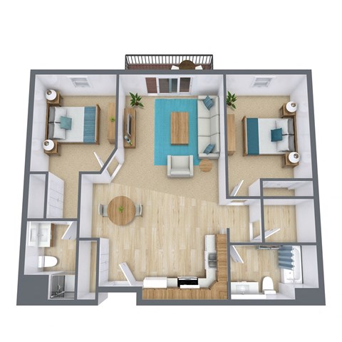Floor plan for 2 beds, 1.8 baths