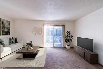 Grand Forks apartment for rent - a living room with a couch and a coffee table and a television