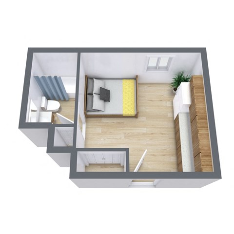 Floor plan for studio, 1 bath, 325 sqft