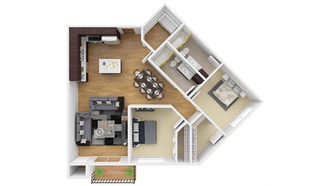 Floor plan for 2 beds, 2 baths, 1063 sqft