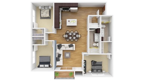 Floor plan for 3 beds, 2 baths, 1245 sqft