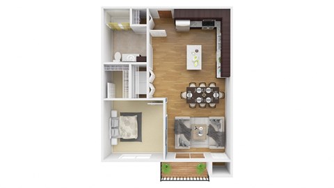 Floor plan for 1 bed, 1 bath