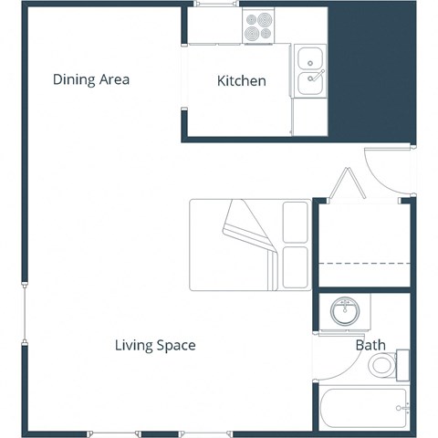 Floor plan for studio, 1 bath, 560 sqft