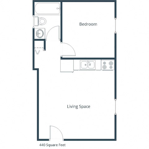 Floor plan for studio, 1 bath