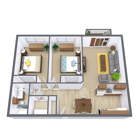 Floor plan for 2 beds, 1 bath, 800 sqft