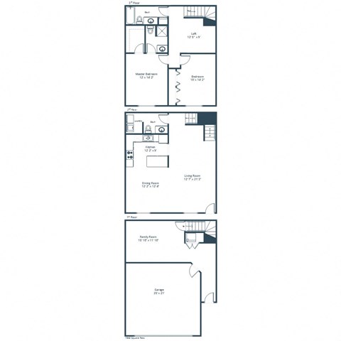 Floor plan for 2 beds, 2.5 baths