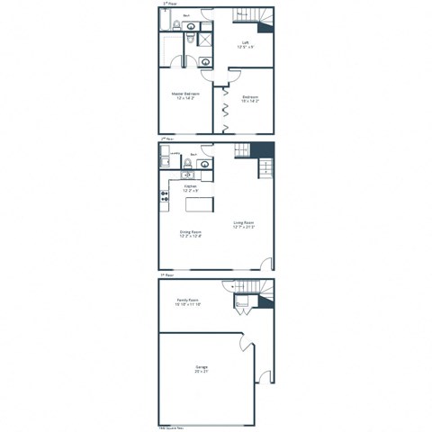 Floor plan for 2 beds, 2.5 baths, 1842 sqft
