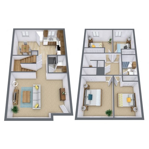 Floor plan for 4 beds, 1.8 baths