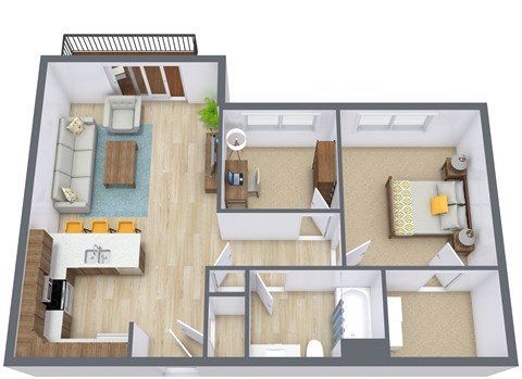 Floor plan for 1 bed, 1 bath, 800 sqft