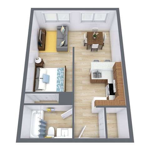 Floor plan for studio, 1 bath, 475 sqft