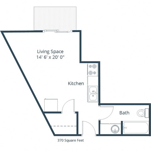 Floor plan for studio, 1 bath