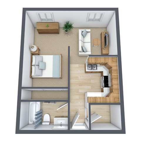 Floor plan for studio, 1 bath, 450 sqft