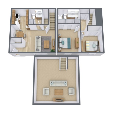 Floor plan for 2 beds, 1.5 baths, 1539 sqft
