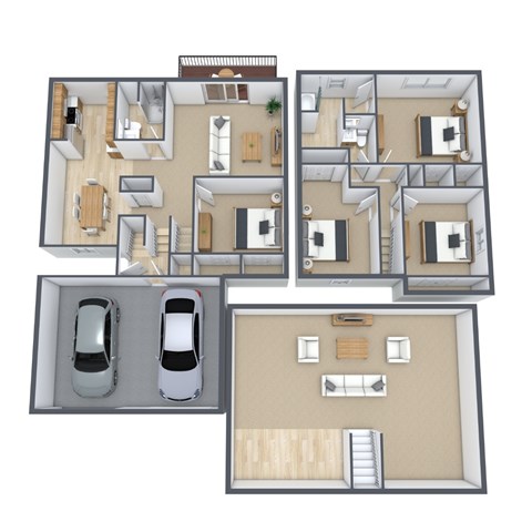 Floor plan for 4 beds, 2.5 baths, 2173 sqft