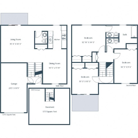 Floor plan for 3 beds, 1.5 baths, 2147 sqft