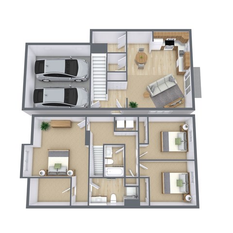 Floor plan for 3 beds, 2.5 baths, 1425 sqft