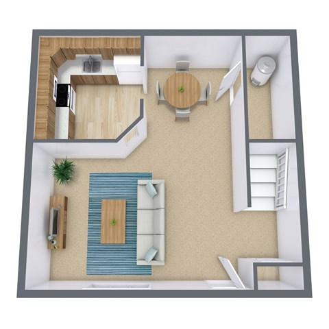 Floor plan for 2 beds, 1 bath, 950 sqft