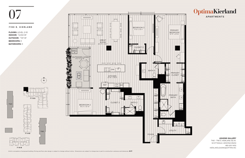 Floor plan for 3 beds, 3 baths, 2334 sqft