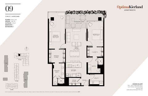 Floor plan for 2 beds, 2 baths, 1387 sqft