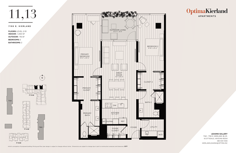 Floor plan for 2 beds, 2 baths, 1450 sqft