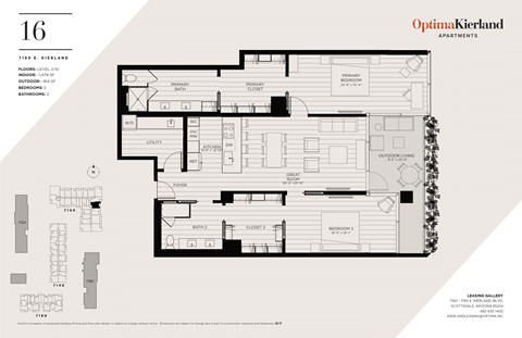 Floor plan for 2 beds, 2 baths, 1479 sqft
