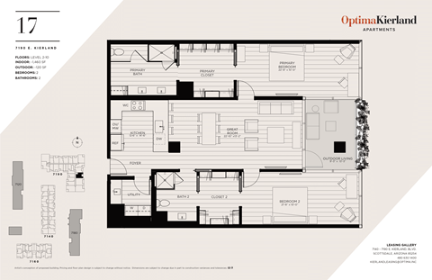 Floor plan for 2 beds, 2 baths, 1460 sqft