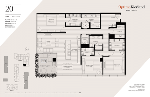 Floor plan for 3 beds, 2.5 baths, 2022 sqft