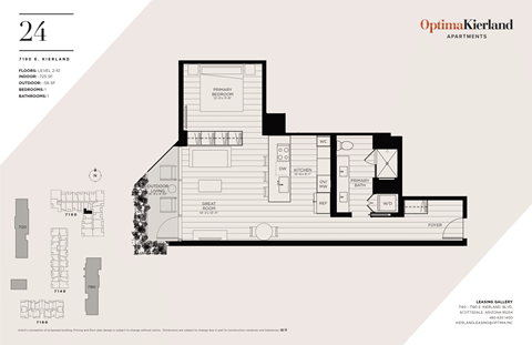 Floor plan for studio, 1 bath, 725 sqft