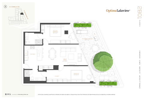 Floor plan for 2 beds, 2 baths, 1192 sqft