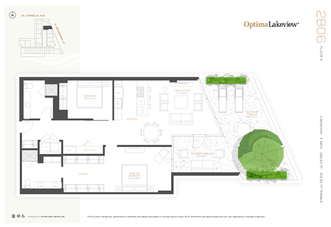Floor plan for 2 beds, 2 baths, 1351 sqft