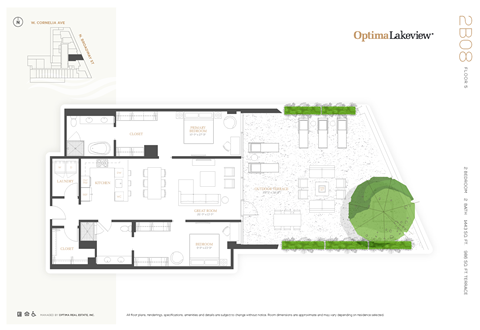 Floor plan for 2 beds, 2 baths, 1443 sqft