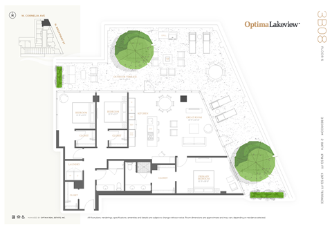 Floor plan for 3 beds, 2 baths, 1711 sqft