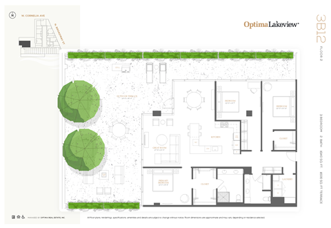 Floor plan for 3 beds, 2 baths, 1940 sqft