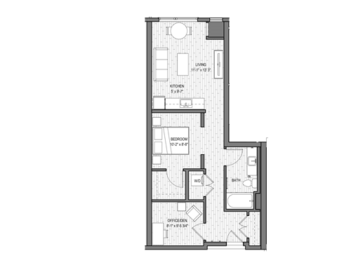 Floor plan for 10 beds, 1 bath, 692 sqft