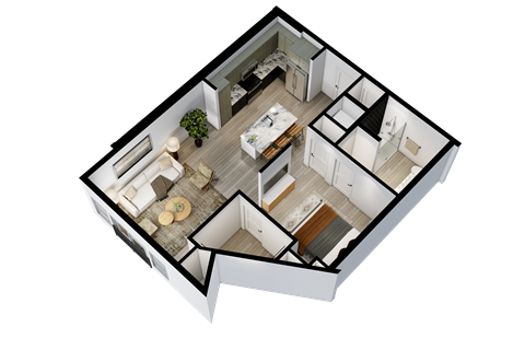 Floor plan for studio, 1 bath, 788 sqft