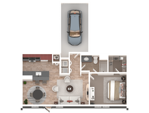 Floor plan for 1 bed, 1 bath, 824 sqft