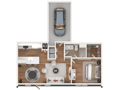Floor plan for 1 bed, 1 bath, 923 sqft