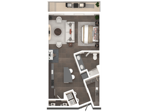Floor plan for studio, 1 bath, 779 sqft