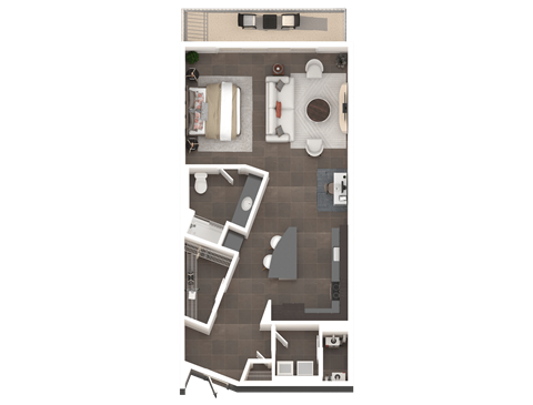 Floor plan for studio, 1 bath, 850 sqft