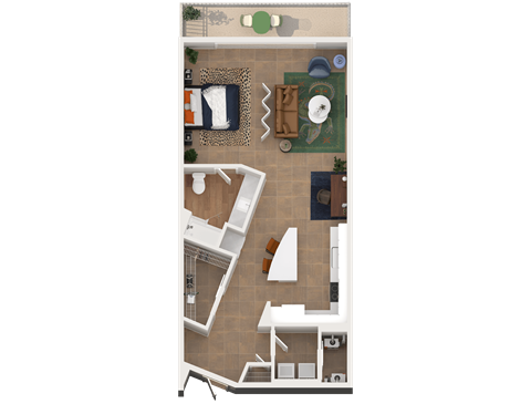 Floor plan for studio, 1 bath, 923 sqft