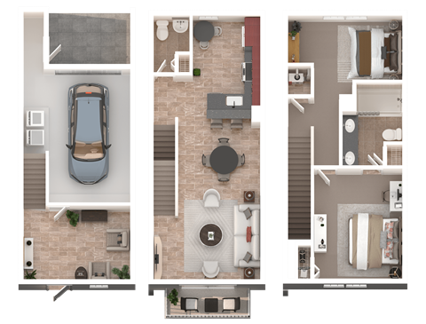 Floor plan for 1 bed, 1.5 baths, 1148 sqft