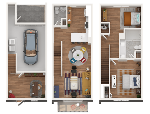 Floor plan for 1 bed, 1.5 baths, 1148 sqft