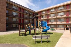 Denver apartment for rent - a playground in the middle of an apartment building