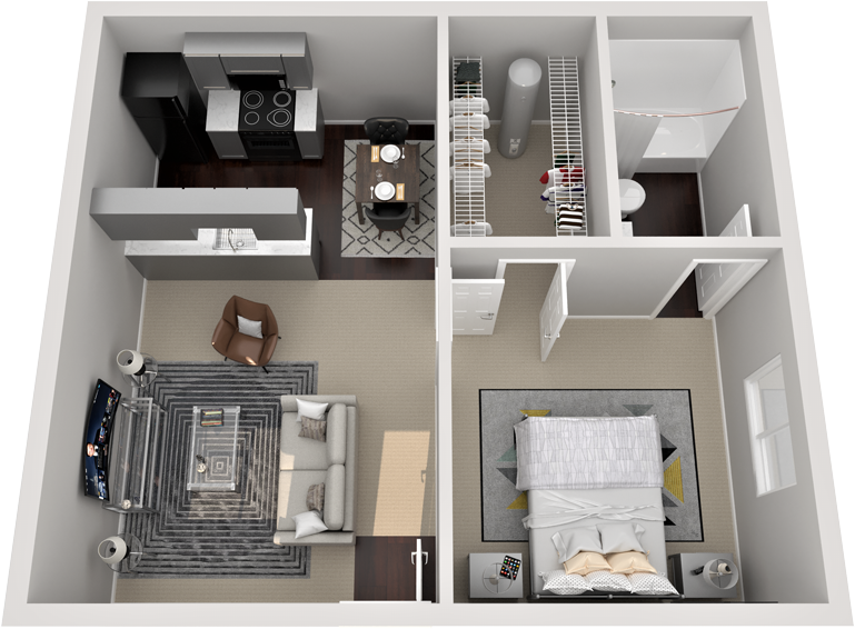Floor plan for 1 bed, 1 bath, 450 sqft